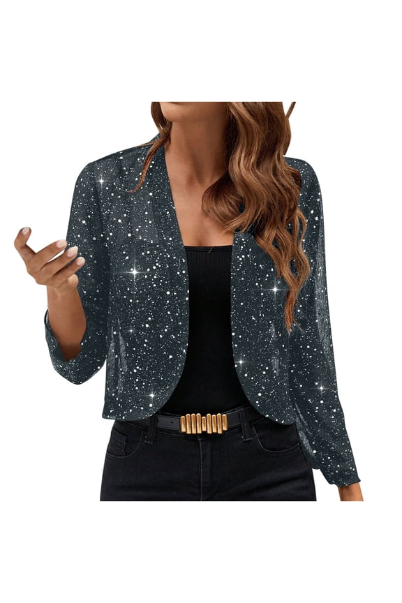 Simua Women's Solid Shiny Fabric Open-Front Cardigan - Elegant Party Cover Up, Thin & Breathable for Events & Gatherings (S-XXL)