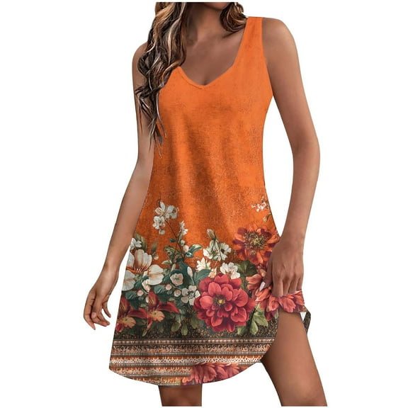 Simua Women's Summer Dresses Casual Printed Sleeveless Loose Fit Mini Dress for Spring, Fashion Daily Wear Sizes S-XXL