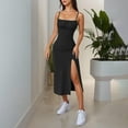 thumbnail image 1 of Simua Women's Summer Fashion Dress Sexy Spaghetti Strap Split Solid Color Backless Slim Midi Dress, 1 of 9