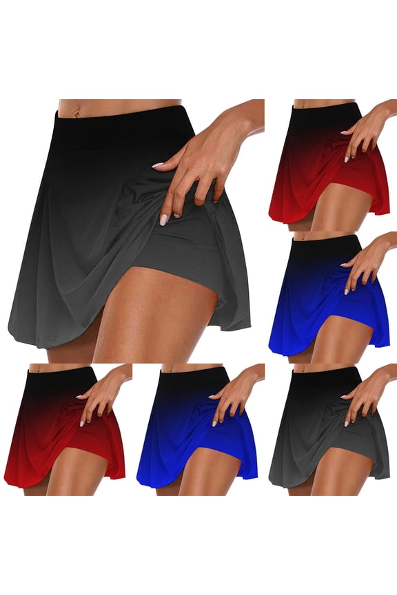 Simua Women's Summer Pleated Tennis Skirts 2 in 1 Skorts Athletic Stretchy Yoga Mini Short Skirts