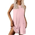 thumbnail image 1 of Simua Women's Summer Sleeveless Romper Casual Solid Color Ribbed Loose Shorts Jumpsuit Overalls Outfits with Pockets, 1 of 7