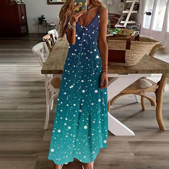 Simua Women's Summer Sleeveless V-Neck Casual Dress Lightweight Beach Vacation Dresses for Daily (S-XXXL)