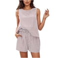 thumbnail image 1 of Simua Women's Summer Two Piece Outfits Striped Sleeveless Tank Top Matching Shorts Lounge Sets for Vacation Beach, 1 of 7