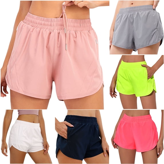 Simua Women's Sweat Shorts Summer Solid Color Running Shorts Split Elastic Drawstring Workout Shorts