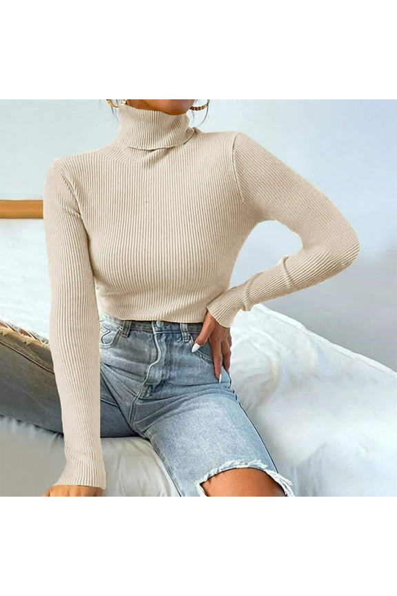 Simua Women's Turtleneck Sweater Long Sleeve Ribbed Fitted Casual Fall Fashion Basic Slim Fit Knit Top