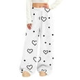 thumbnail image 1 of Simua Women's Valentine's Day Heart Print Flannel Plush Wide Leg Pants - Elastic Waist Side Pocket Casual Trousers S-XXL Festive Lounge & Daily Pants, 1 of 7