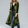 thumbnail image 1 of Simua Women's Velvet Open Front Long Trench Coat Elegant Back High Slit Blazer Suit Jacket with Pockets, 1 of 8