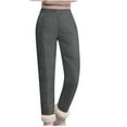 thumbnail image 1 of Simua Women's Warm Sherpa Lined Cotton Sweatpants Mid Waist Winter Warm Solid Color Fleece Pants, 1 of 8