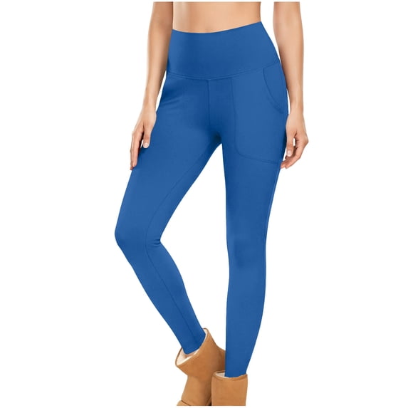 Simua Women's Warm Velvet Leggings High Waist with Side Pockets Close Fitting for Winter Loungewear Daily Casual All Season Wear