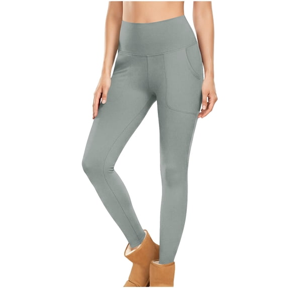Simua Women's Warm Velvet Leggings High Waist with Side Pockets Close Fitting for Winter Loungewear Daily Casual All Season Wear