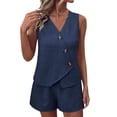 thumbnail image 1 of Simua Womens 2 Piece Outfits Summer Sleeveless Blazers Button Vest Shorts Set Casual Matching Sets, 1 of 9