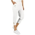 thumbnail image 1 of Simua Womens Capri Trousers Stretch Pull on Elastic Waist Solid Color Summer Cropped Pants, 1 of 9