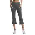thumbnail image 1 of Simua Womens Capri Yoga Flare Pants Workout Athletic Summer Bootcut Capris Leggings With Pockets, 1 of 9