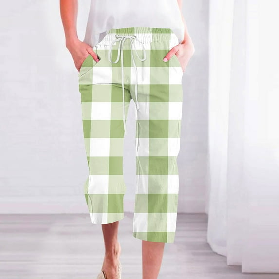 Wensltd Womens Capris Pants Drawstring Loose Trousers with Pockets