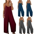 thumbnail image 1 of Simua Womens Casual Sleeveless Strap Loose Adjustable Jumpsuits Stretchy Long Pants Romper with Pockets, 1 of 8