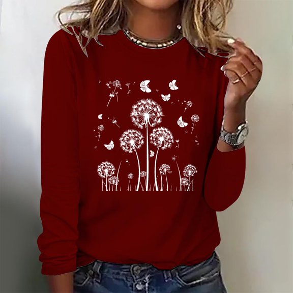 Simua Womens Crewneck Sweatshirt Long Sleeve Tops Cute Graphic Casual Loose Fit Pullover