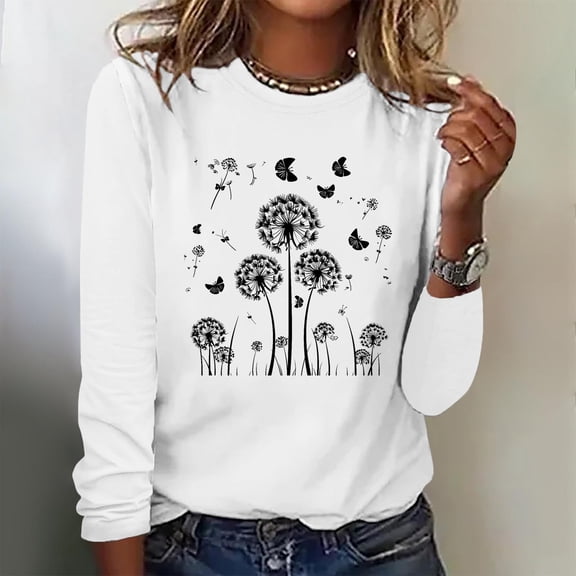 Simua Womens Crewneck Sweatshirt Long Sleeve Tops Cute Graphic Casual Loose Fit Pullover