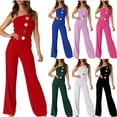 thumbnail image 1 of Simua Womens Jumpsuit Casual Off Shoulder Sleeveless Tube Top Wide Leg Pants Romper Fall Asymmetricial One Piece Outfits, 1 of 10