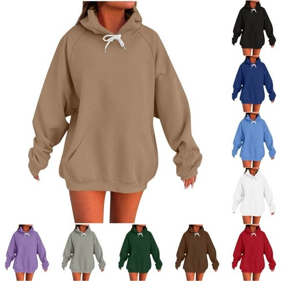 Simua Womens Oversized Hoodies Fleece Sweatshirts Fall Fashion Solid Color Pullover Sweaters Winter Long Sleeve Clothes