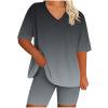 Simua Womens Plus Size Two Piece Sets Summer Outfits V Neck T-shirts and Biker Shorts Lounge Sets