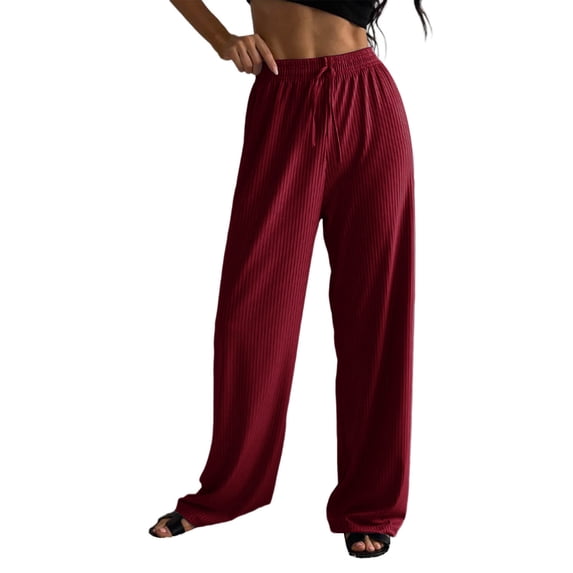 Simua Womens Ribbed Wide Leg Lounge Pants with Pockets Casual Relaxed Comfy Loose Soft Pants with Drawstring