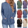 thumbnail image 1 of Simua Womens Ribed Hoodie Long Sleeve Drawstring Hooded Shirts with Kangaroo Pocket Fashion Fall Pullover Sweatshirts, 1 of 9