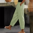 thumbnail image 1 of Simua Womens Summer Fashion Pants Solid Color Casual Elastic Mid Rise Straight Leg Trousers Green M, 1 of 5