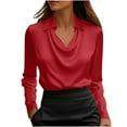 thumbnail image 1 of Simua Womens Tops Trendy Fall Cowl Neck Shirts Long Sleeve Teacher Clothes Office Business Dressy Casual Outfits, 1 of 6