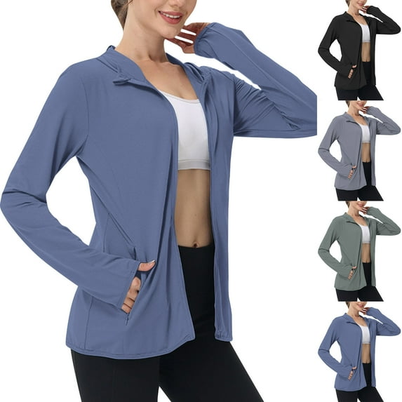 Simua Womens UPF 50+ UV Sun Protection Full Zipper Hoodie Outdoor Long Sleeve Rash Guard Coat for Hiking Fishing