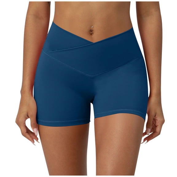 Simua Workout Biker Shorts for Women V Cross High Waisted Tummy Control Exercise Gym Running Yoga Short