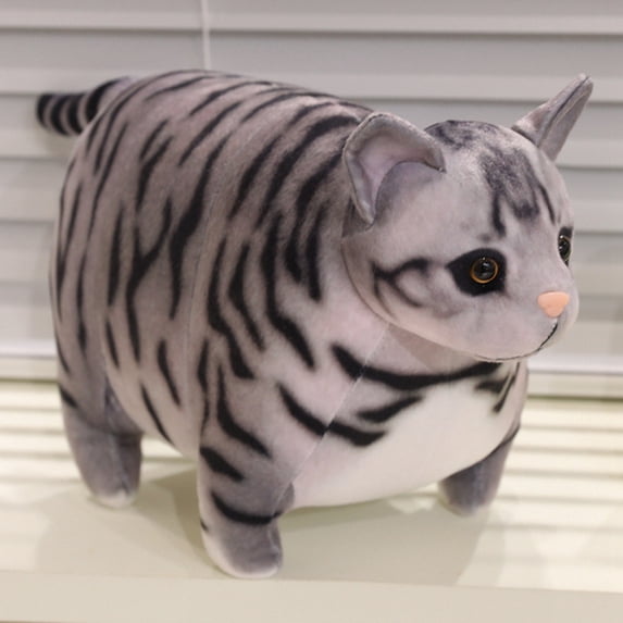 Simulated 3D Super Soft Fat Cat Stuffed Animal,Lifelike Cat Plush Pet Toy Pillow Home Decor Gift