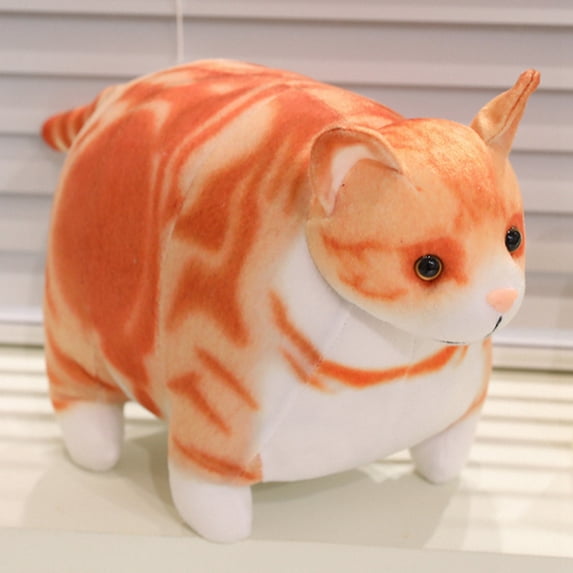 Simulated 3D Super Soft Fat Cat Stuffed Animal,Lifelike Cat Plush Pet Toy Pillow Home Decor Gift