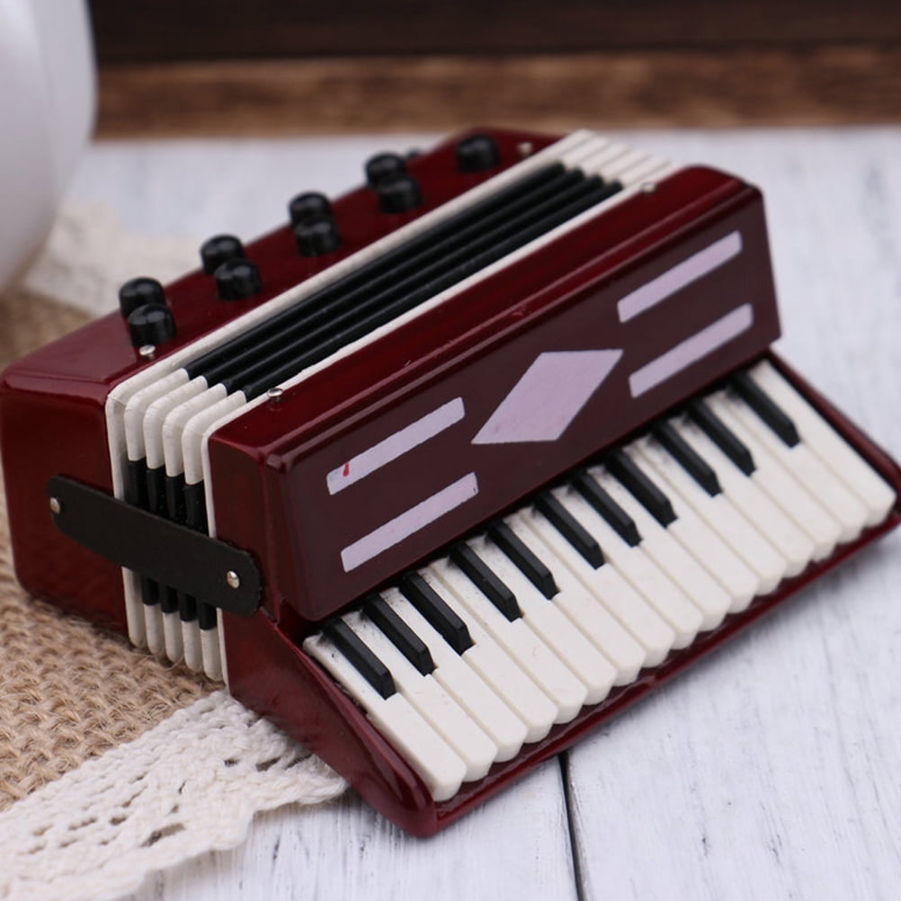 Simulated Accordion Figurine Wooden Mini Accordion Craft Tiny Accordion