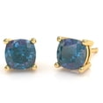 thumbnail image 1 of Simulated Alexandrite Earrings 14K, Studs, Imitation Alexandrite Stud Earrings, 14K Yellow Gold, June Birthstone Earrings, June Birthday, 1 of 2