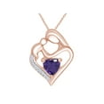 thumbnail image 1 of AFFY Simulated Alexandrite & White Natural Diamond Mother Heart Pendant Necklace in 14k Rose Gold Over Sterling Silver (1 1/10 Cttw), 1 of 5