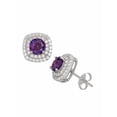 thumbnail image 1 of Simulated Amethyst 5mm with White CZ Double Halo Sterling Silver Earrings, 1 of 1