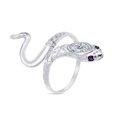 thumbnail image 1 of AFFY Simulated Amethyst & CZ Snake Womens Band 14k White Gold Over 925 Sterling Silver, 1 of 4