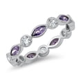 thumbnail image 1 of Simulated Amethyst Clear Cubic Zirconia Alternative Stackable Ring Sterling Silver Size 7, 1 of 3