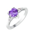 thumbnail image 1 of Simulated Amethyst Cubic Zirconia Heart Promise Ring 925 Sterling Silver Size 5, 1 of 3