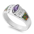 thumbnail image 1 of Simulated Amethyst Marquise Polished Thumb Ring ( Sizes 6 7 8 9 10 ) New .925 Sterling Silver Band Rings (Size 7), 1 of 4