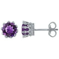 thumbnail image 1 of Simulated Amethyst Stud Earrings in Sterling Silver, 1 of 2