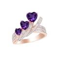 thumbnail image 1 of AFFY Simulated Amethyst & White Cubic Zirconia Anniversary Promise Ring In 14k Rose Gold Over Sterling Silver Ring Size-9, 1 of 1