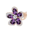thumbnail image 1 of AFFY Simulated Amethyst & White Natural Diamond Flower Cocktail Ring In 14k Solid Rose Gold (6.58 cttw) Ring Size-8, 1 of 1