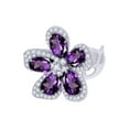 thumbnail image 1 of AFFY Simulated Amethyst & White Natural Diamond Flower Cocktail Ring In 14k Solid White Gold (6.58 cttw) Ring Size-10, 1 of 1