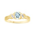 thumbnail image 1 of AFFY Simulated Aquamarine CZ & White Natural Diamond Solitaire Anniversary Ring In 10k Yellow Gold (0.3 Cttw), 1 of 1