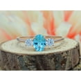 thumbnail image 1 of AFFY Simulated Aquamarine CZ & Simulated White Sapphire CZ Three Stone Ring In 14k Rose Gold Over Sterling Silver By, 1 of 5