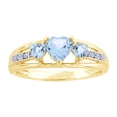 thumbnail image 1 of Simulated Aquamarine CZ and White Cubic Zirconia Three-Heart Ring In 14K Yellow Gold Over Sterling Silver, 1 of 1