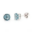 thumbnail image 1 of Simulated Aquamarine Cubic Zirconia Classic Basket Stud Earring Sterling Silver, 1 of 2