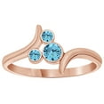 thumbnail image 1 of AFFY Simulated Aquamarine & White Cubic Zirconia Bypass Double Heart Ring in 14k Rose Gold Over Sterling Silver By, 1 of 1