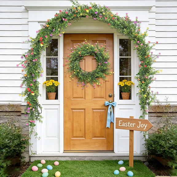 Simulated Artificial Eucalypts Rattan Core Home Decor Plant, Ideal for Stair Railing Mantel Dining Table Green Decoration, 70.8 Inches in Length